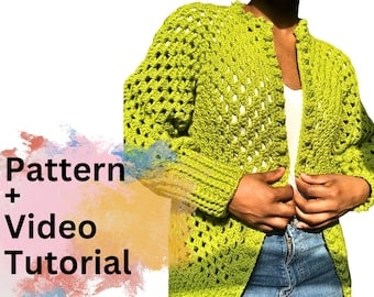 Hex Cardigan Crochet Pattern with Video Tutorial