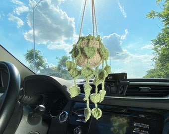 Succulent Crochet Hanging Car Plant Decor