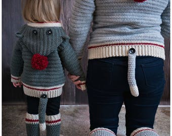 Child & Adult Sock Monkey Crochet Pattern