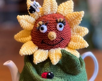 Suzie Sunflower Knitting Pattern for Tea Cosy