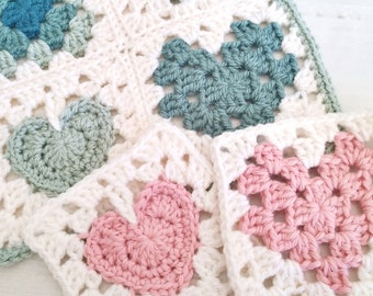 Hearts & Love Crochet Granny Square Pattern