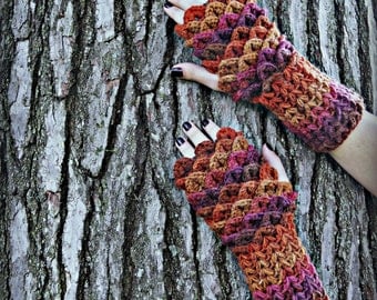 Crochet Mini Scale Crocodile Stitch Gloves Pattern