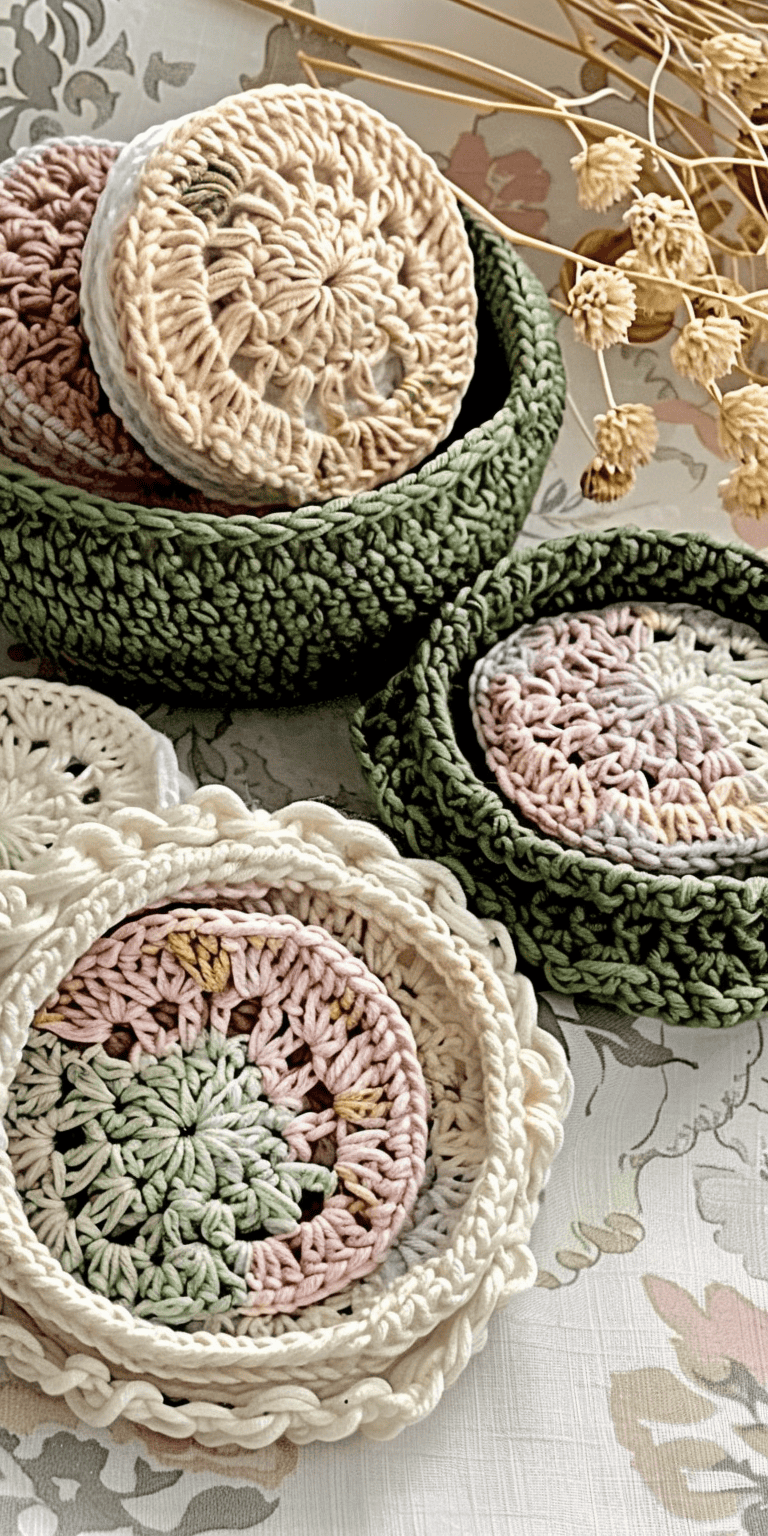 Face Scrubbies Crochet Pattern with Basket