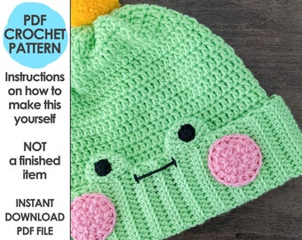 Kawaii Froggy Crochet Beanie Hat Pattern