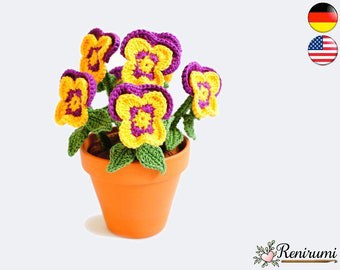 Renirumi Pansy Pot Flower Crochet Pattern