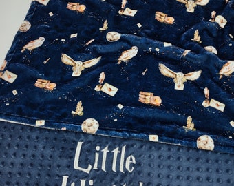 Personalized Little Wizard & Owl Baby Blanket