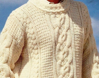 Vintage Men's Fisherman Cable Crochet Pattern