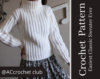 Beginner's Classic Turtleneck Sweater Crochet Pattern