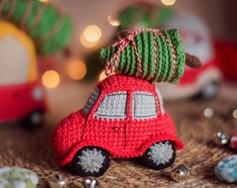 Christmas Tree and Red Car Crochet Pattern