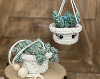 Crochet Pattern for Mini Hanging Succulents