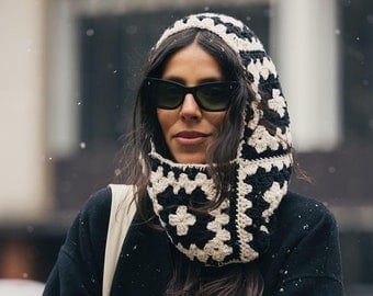Knit/Crochet Balaclava Ski Mask in Granny Square Style