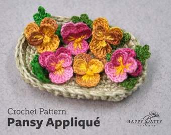 Mini Pansy Crochet Applique Flower Pattern