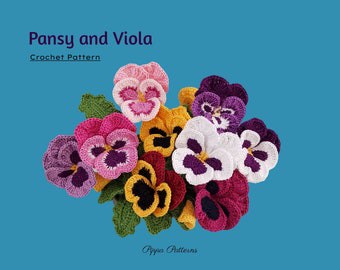 Pansy & Viola Crochet Flower Pattern Tutorial