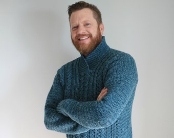 Dapper Dad Men's Cabled Pullover Crochet Pattern