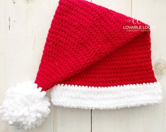 Crochet Santa Hat Pattern: Toddler to Adult