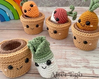 No Sew Amigurumi Vegetable Pots Crochet Pattern