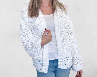 Boho Tulip Square Crochet Cardigan Pattern XS-5XL