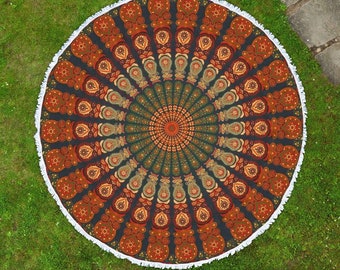 Indian Mandala Round Beach Towel, 185cm