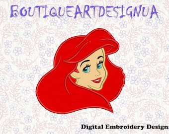 Mermaid Princess Machine Embroidery Applique Design