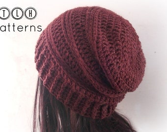 Adult Chocolate Slouchy Crochet Hat Pattern No.36