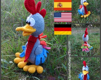 Tri-Lingual Rooster Amigurumi Crochet Pattern by Savushka