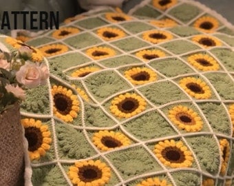 Sunflower Crochet Baby Blanket Granny Square Pattern