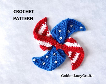 Patriotic Pinwheel Crochet Pattern for Independence Day