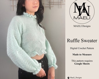 Inclusive Size Ruffle Sweater Crochet Pattern - MAELI
