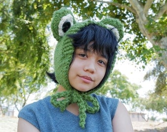 Funky Frog Hood Knitting Pattern PDF