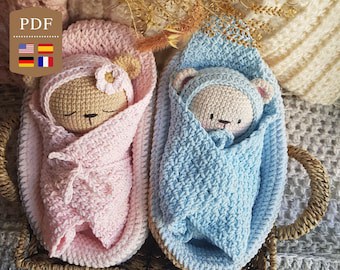 Multilingual Baby Bears Crochet Pattern with Cribs