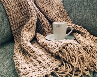 Cora Chunky Afghan: Beginner Crochet Blanket Pattern