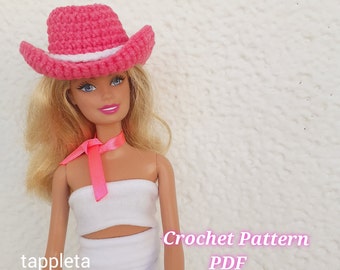 Crochet Pattern for 11.5" Doll's Pink Cowgirl Hat