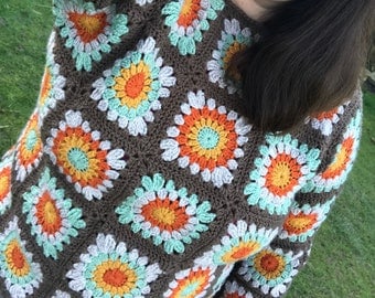Retro Style Granny Square Crochet Jumper Pattern