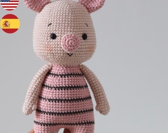 Happy Pig Amigurumi Crochet Pattern: English/Spanish