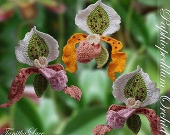 Paphiopedilum Orchid Crochet Pattern for Bouquets & Decor