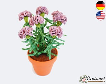 Renirumi Carnation Crochet Flower Pot Pattern
