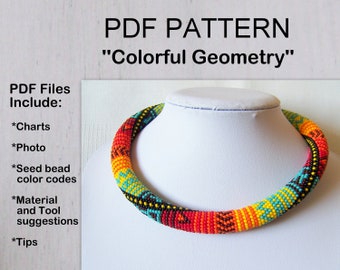 Beaded Crochet Patchwork Necklace PDF Pattern
