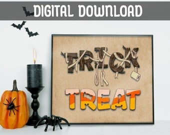 Vintage Halloween Typography Printable Wall Art