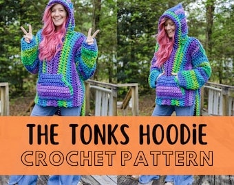 Beginner's Chunky Crochet Hoodie Pattern, Size Inclusive
