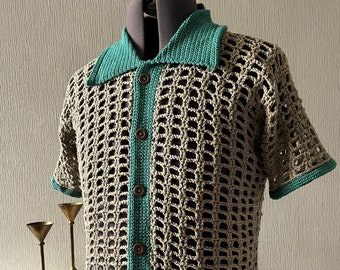 Men's Mesh Shirt Crochet Pattern, Small-5XL
