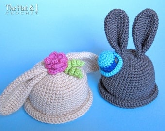 Crochet Easter Bunny Hat Pattern (5 Sizes)
