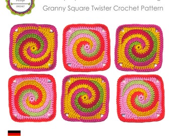 Spiral Twister Granny Square Crochet Pattern PDF
