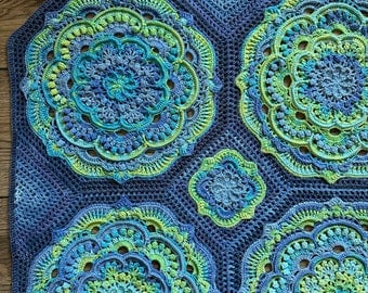 Blue Lagoon Mandala Crochet Blanket Pattern