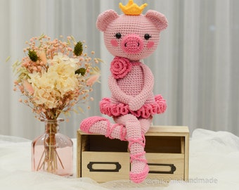Ballerina Pig Crochet Pattern, Amigurumi Tutorial PDF