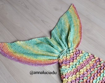 Crocheted Mermaid Blanket with Crocodile Stitch Pattern