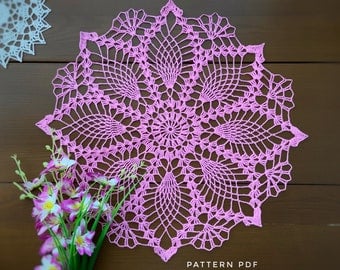 Pink Pineapple Crochet Doily Pattern - PDF