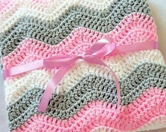 Crochet Chevron Baby Blanket Pattern, Cot/Pram Cover