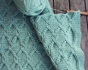 Aran Green Cables Crochet Blanket Pattern