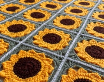 Becky's Sunflower Crochet Blanket - Granny Square Pattern