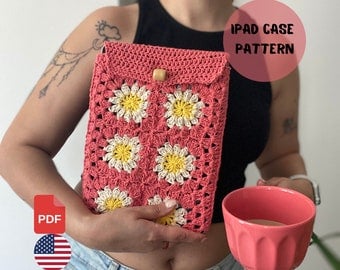 Easy Crochet Daisy Tablet/Book Case Pattern